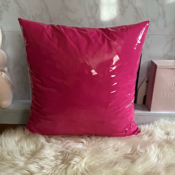 Dark Pink Faux Leather 18 X 18 Throw Pillows - Picture 1 of 10